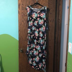 Black floral maternity dress w/side ruche XL NWT